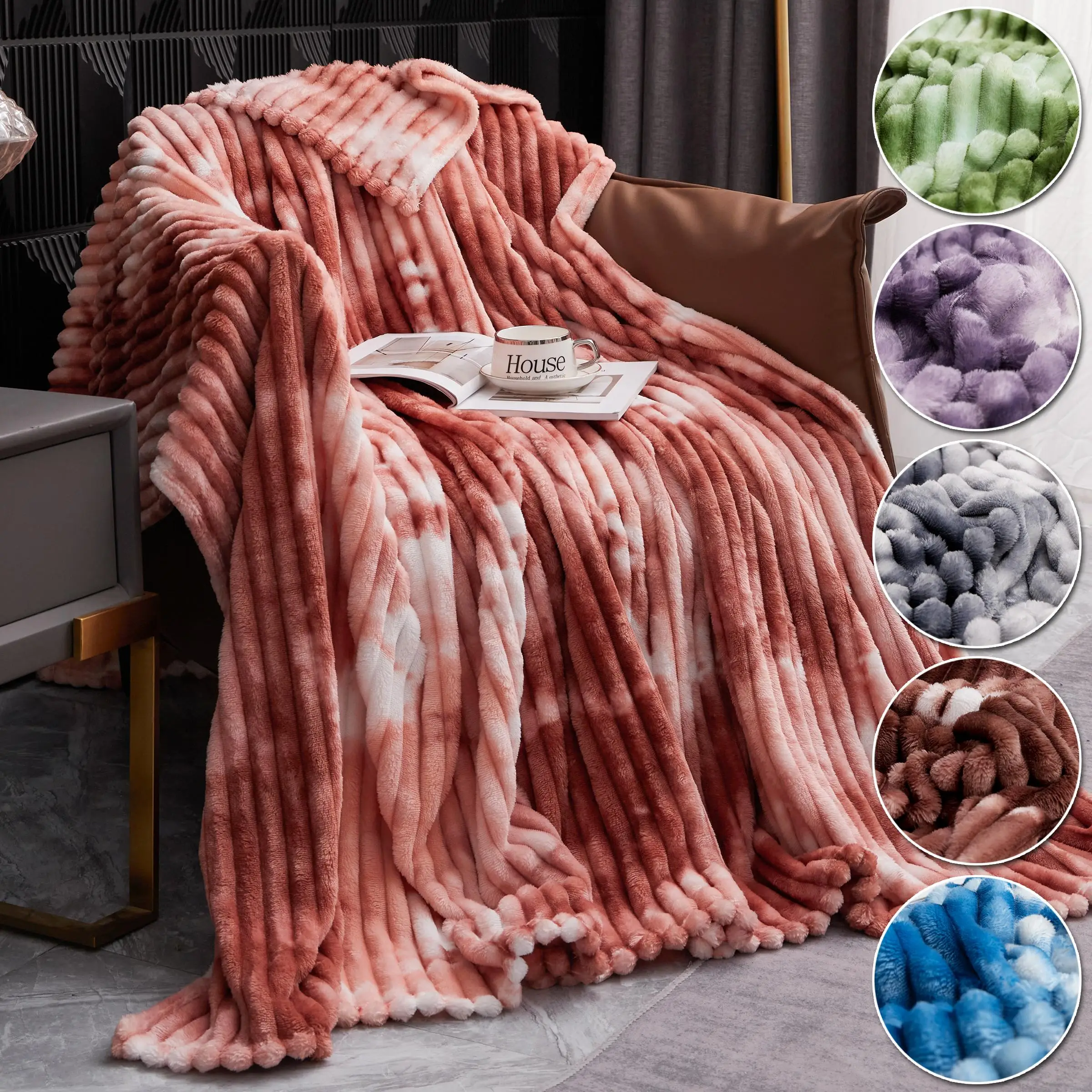 Cloud Printed Flannel Blanket, 1 Count Soft Comfortable Warm Throw, Air-conditioned Room Blanket, Warm Nap Blanket for Home & Office