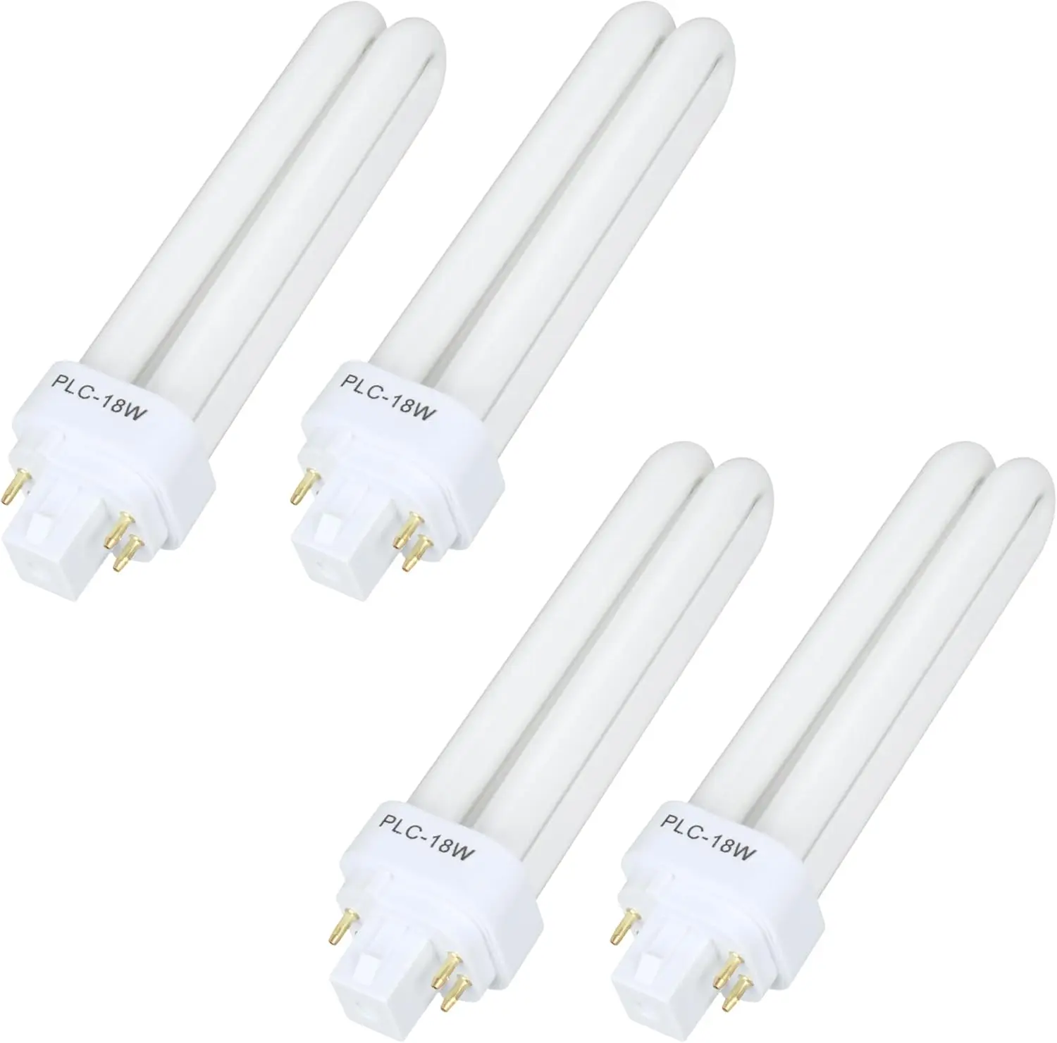FDS18E35/4 CFL Light Bulbs for Panasonic, 4 Pin G24q-2 Base 18W 3500K Double Tub, Compact Fluorescent Light Bulbs 4Pcs