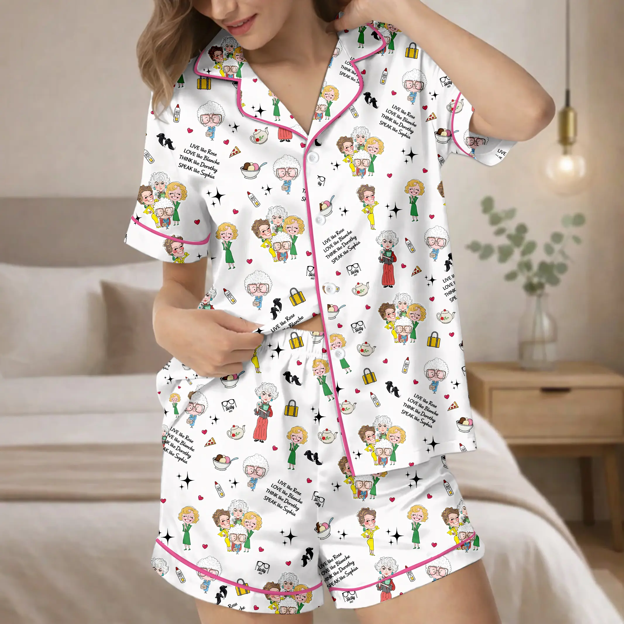 Golden Girl Pajamas Set, 80’s TV Sitcom Women Pajamas, Stay Golden Set, Golden Girls Fan Gift