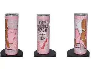 Keep Your Heels, Head and Standards High (20oz Stainless Steel Skinny Tumbler with Push Top, Sliding Lid, and Reusable Straw)  Drinkware Cup Portable Washable