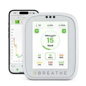 BREATHE Airmonitor Plus 8-in-1 Smart Air Quality Monitor, Multi-Sensor Indoor Thermometer, Multi-Sensor Indoor Thermometers
