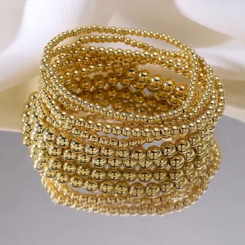Women's Elegant Beaded Bracelet Set, Beaded Bracelet Pack, 7pcs Elastic Rope, Trendy Stackable Design, Stackable Bracelets, Stacked Bracelets, Perfect for Daily & Party Wear, Stretch Multilayered Bangles, Trendy Jewellery Accessories