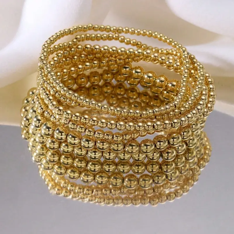Women's Elegant Beaded Bracelet Set, Beaded Bracelet Pack, 7pcs Elastic Rope, Trendy Stackable Design, Stackable Bracelets, Stacked Bracelets, Perfect for Daily & Party Wear, Stretch Multilayered Bangles, Trendy Jewellery Accessories