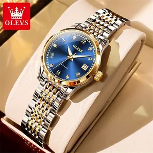 Olevs Women's Automatic Mechanical Watch Classic Luxury Rhinestone Stainless Steel Self-Winding Women's Dress Wrist Watch Luminous Waterproof Reloj Para Mujer White/Blue/Green Dial