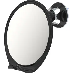 Luxo Shower Mirror, Shaving Mirror with a Holder for Shower and Suction Cup - Shatterproof Shower Mirror fogless for Shaving, fogless Mirror for Shower (Black)