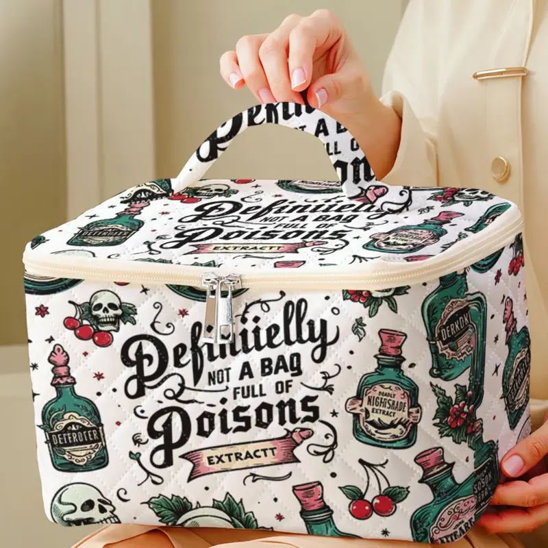 Toxic Theme Printed Makeup Box, Portable Travel Organizer for Cosmetics Brushes Accessories, Makeup Storage Bag, Travel Makeup Bags Organizers, Large Capacity Cosmetic Bag, Cute Fashionable Design, Travel Essentials