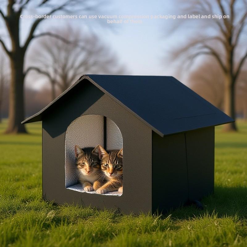Outdoor Waterproof Cat House for Strays Winter Insulated Shelter Made of Oxford Fabric Windproof Rainproof with Removable Cushion All Weather Feral Cat Shelter