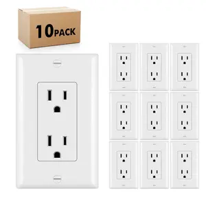 Decorator Receptacle Outlet, Standard Decorative Wall Outlet, 15 Amp, 125 Volt, Non-Tamper Resistant, Grounding UL Listed White (15A Outlet with wallplates)