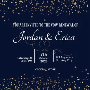 Vow Renewal Invitations Star Themed