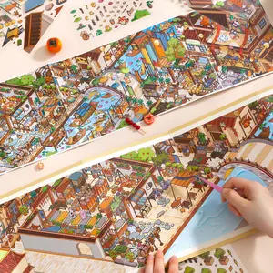 16 Sheets/bag Foldable Scenery Stickers, Pet Material, Classical Style, Perfect for Scrapbooking, Holiday and Birthday Gifts