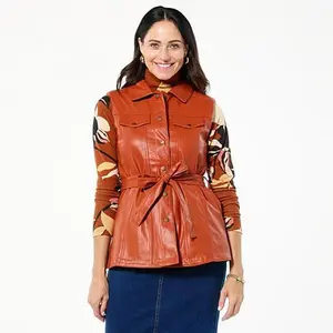 DG2 by Diane Gilman Faux Leather Belted Moto Vest