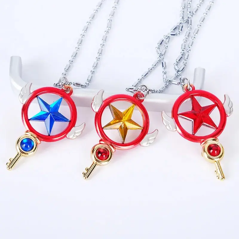 Anime Cute Necklace Magic Wand Transformed Into Metal Hanging Decoration Pendant Cosplay Props Jewelry Accessories Goods