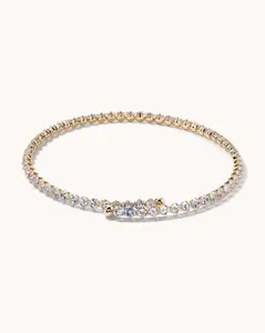 Round Tennis Coil Necklace - Gold