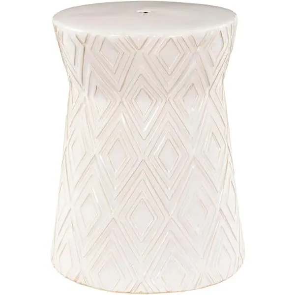 Cali Textured Ceramic Garden Stool, White