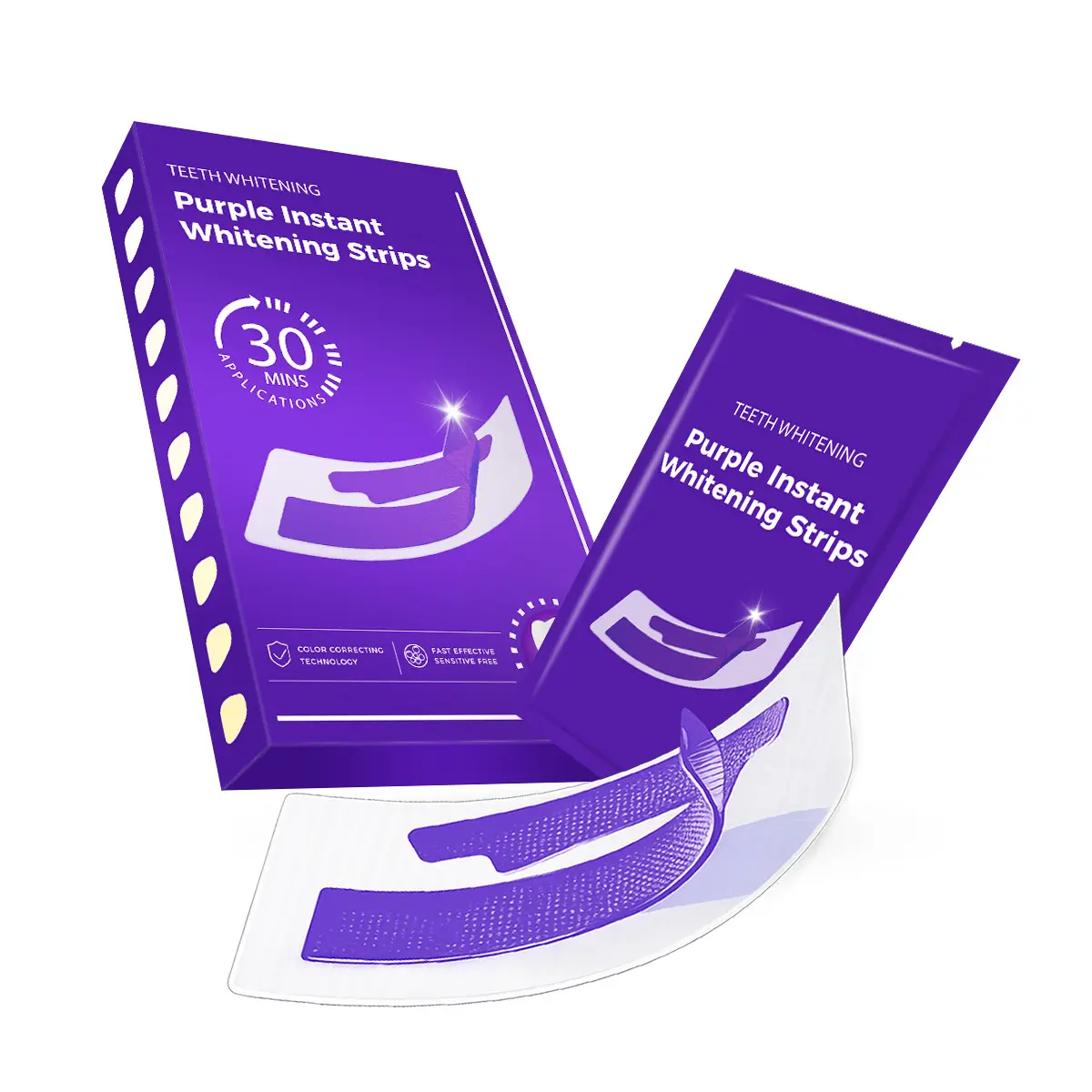 Teeth Whitening Strips - 7 Whitening Sessions, Safe for Enamel - Non Sensitive Teeth Whitening, Combining Whitening and Colour Correction, Peroxide-Free