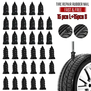 FUDUOO 50/30Pcs Tire Repair Screws Plugs, Self-service Tyre Repair Vacuum Rubber Nails Kit for Car/Motorcycle/Truck/Tractor Puncture Fast Tyre Repair Supplies