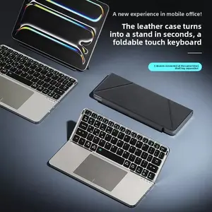 Portable Wireless BT Foldable Keyboard New Detachable Leather Stand for Tablet Phone Touch Typing Mini Keyboard with Ergonomic Design summervibes, External Keyboard, Ergonomic Keyboard Pad