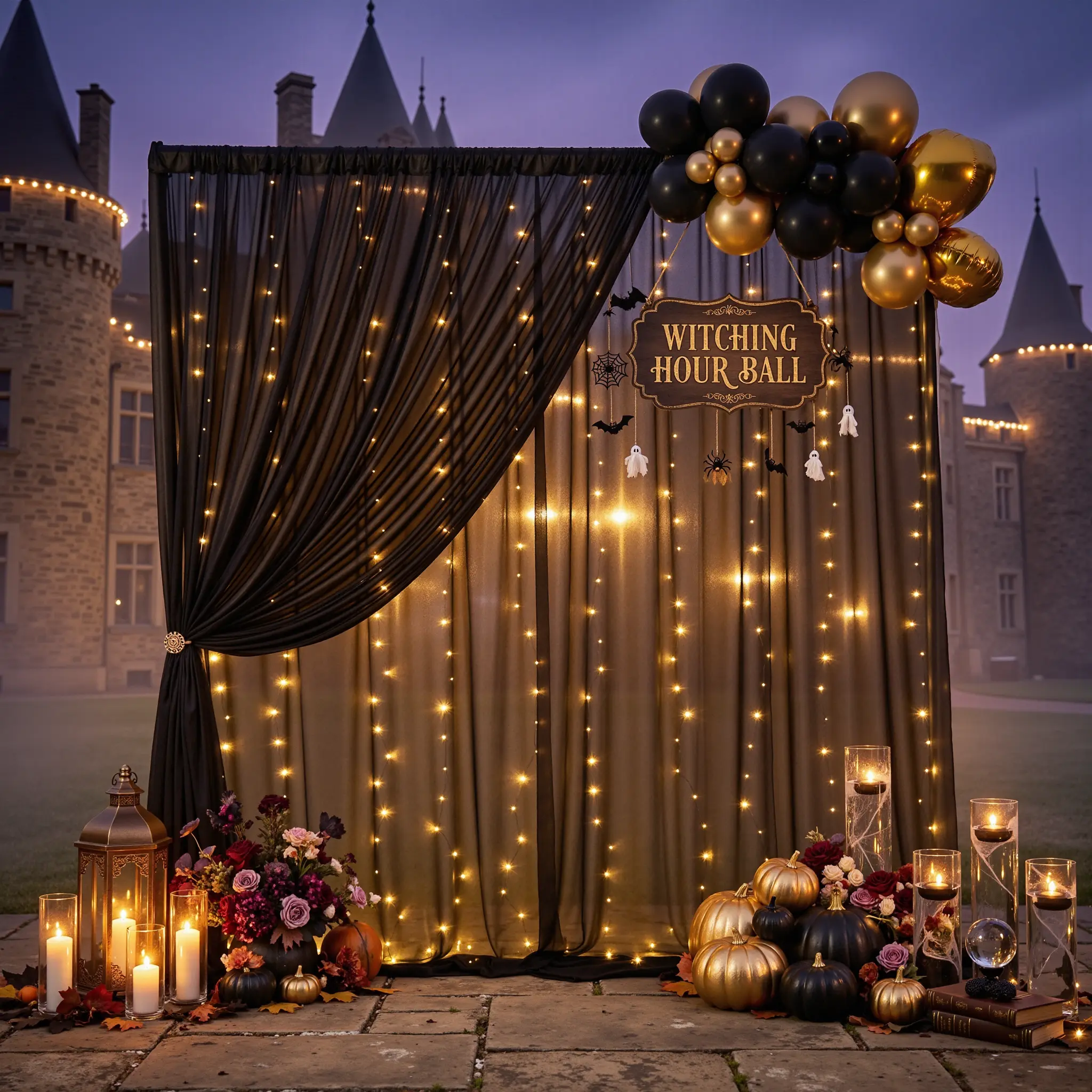 2-Panel 5ft x 10ft Hangable Polyester Wall Backdrop Curtain with 4 Inches Pole Pocket, Durable Tulle Fabric Sheer Drapes, LED Party Lights Compatible, Gentle Washable for Wedding Photography, Birthday & Bonfire Decor
