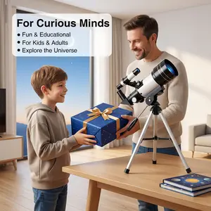 Telescope for Adults & Kids, 70mm Aperture Refractor (15X-150X) Portable Travel Telescope with Phone Adapter & Wireless Remote, Ideal for Astronomy Beginners