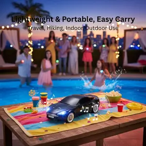 Modern Design Compact Wireless Sound Speaker with FM Radio, LED Lights, Car Style, Sleek Audio Accessory for Universal Cell Phone and Wireless Devices – WS-593