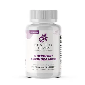 Healthy Herbs | Elderberry & Irish Sea Moss Extract - Immune and Thyroid Support 60 Capsules Fitness Edible Supplement Dietary Natural sea moss gel