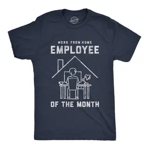 Mens Work From Home Employee of The Month T Shirt Funny Quarantine Social Distancing Tee Mens Funny T Shirts Cool Vintage Fashion T-Shirt Gift Classic Menswear Funny Office Short Sleeve Novelty Tees for Guys Navy