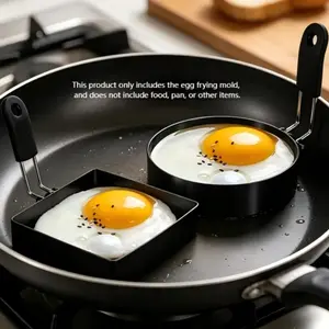 2Pcs Square & Round Non-Stick Egg Rings, Stainless Steel Egg Cooking Molds with Handles, Breakfast Sandwich & Muffin Shapers, Household Kitchen Tools for Frying Eggs & Shaping Omelets