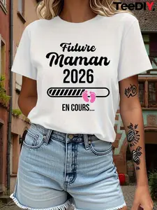 Future Mama Pregnancy Announcement Tee - Super Soft & Breathable Maternity Shirt for Women, Cute Round Neck Short Sleeve Top Perfect for Baby Reveal, Maternity Photoshoots, Daily Comfort and Pregnancy Journey.