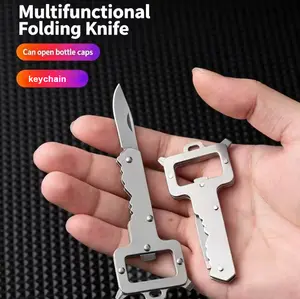 5-in-1 Key-shaped Multi-functional Tool | Waist bag accessory, with knife and bottle opener Multifunctional Folding