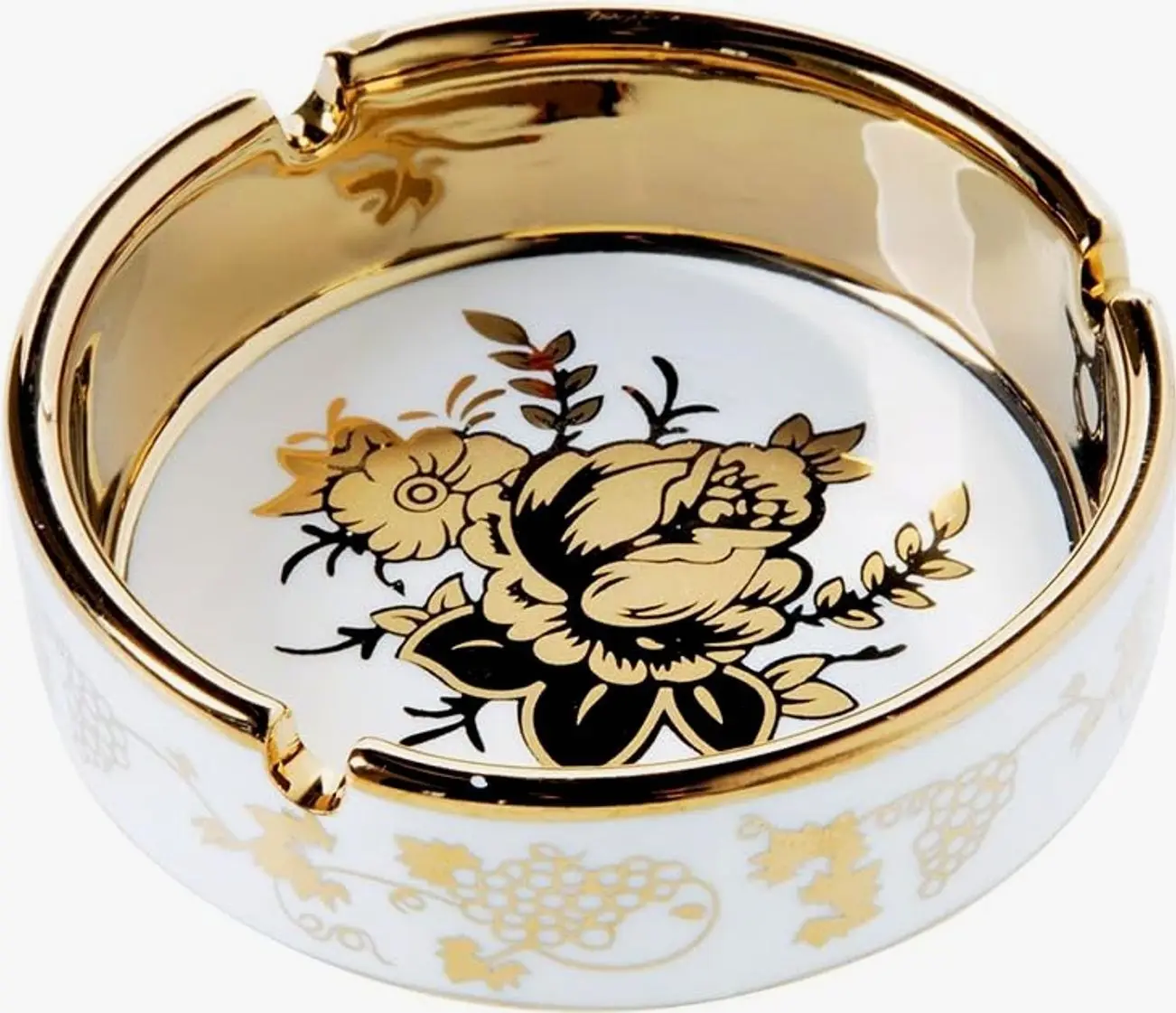 4'' Ceramic Titanium Plating Tabletop Ashtray,Cute Cigarette Ashtray for Indoor or Outdoor Use, Vintage Desktop Ash Tray for Home