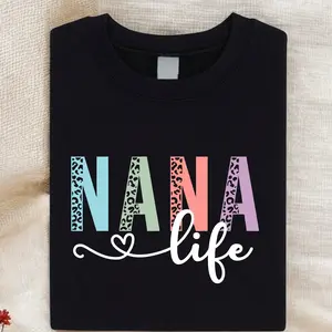 Nana Life Shirt, Gift For Grandma, Grandma, Graphic Tee, Women's T-Shirt, Mothers Day, Nana-Life Shirt, Pregnancy Announcement, New Nana Shirt, Grandma Tee SSN-231 Round Neck Top Tshirt Cotton