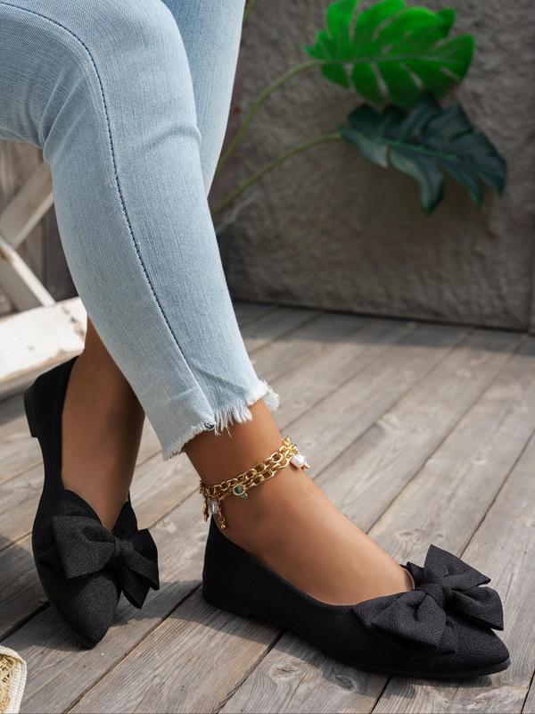 Women's Fashionable Bowknot Design Slip on Flats, Casual Comfortable Pointed Toe Flat Shoes for Daily Wear, All-match Commuter Shoes for Women & Girls, Running