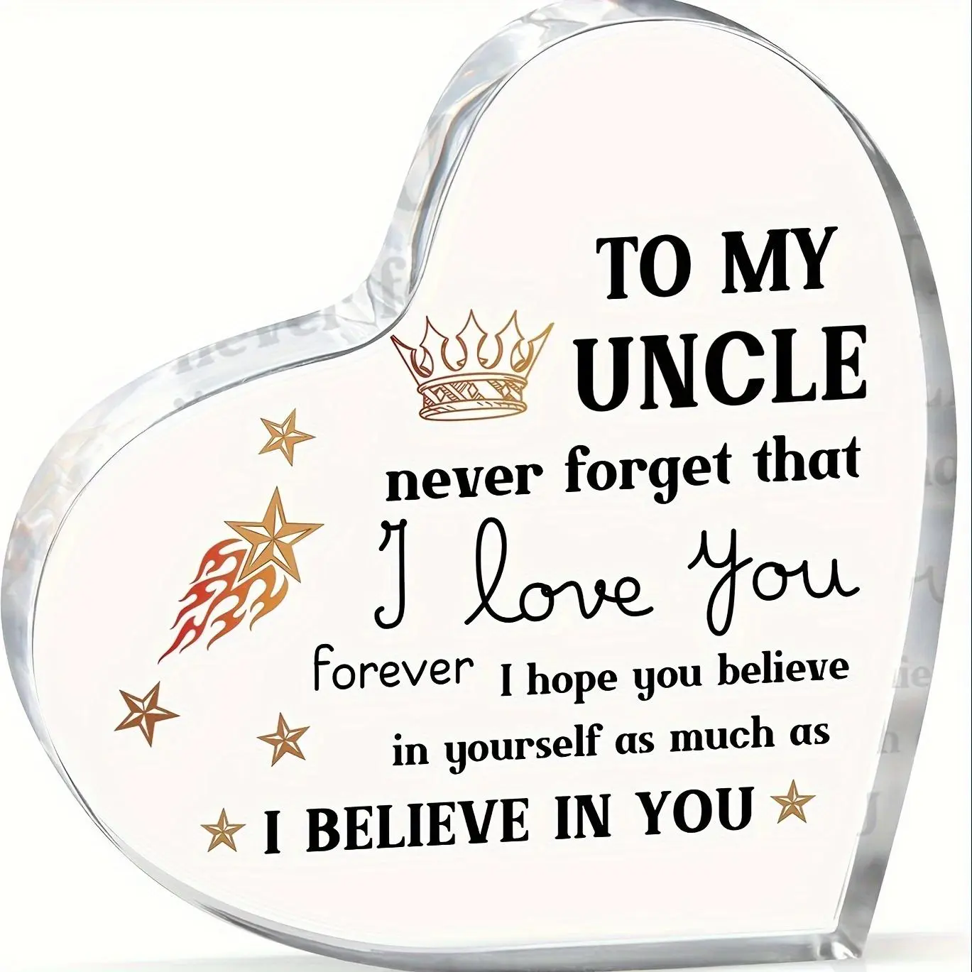 Heart Shaped Acrylic Ornament, Heart Plaque, Never Forget That I Love You Encouraging Keepsake, Best Birthday Gift for Uncle, Wedding Gifts for Uncle from Nephew, Acrylic Plaque Sign, Acrylic Plaque Decor, Decorative Plaque Sign, Decoration Items
