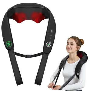 LEERCON Shiatsu Massage Pillow with Heat - 3D Kneading Wireless Neck Back Massager for Muscle Relaxation, electric cervical neck massager for Home Office Car Use