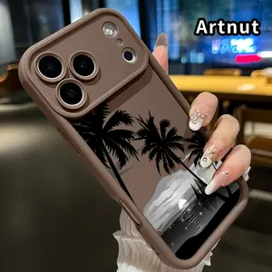 Phone Case for iPhone 17 Pro Max 16 Plus 15 14 13 12 11 Air E Palm - Sea Silhouette Anti-Scratch Shockproof TPU Bumper Drop-proof Cover
