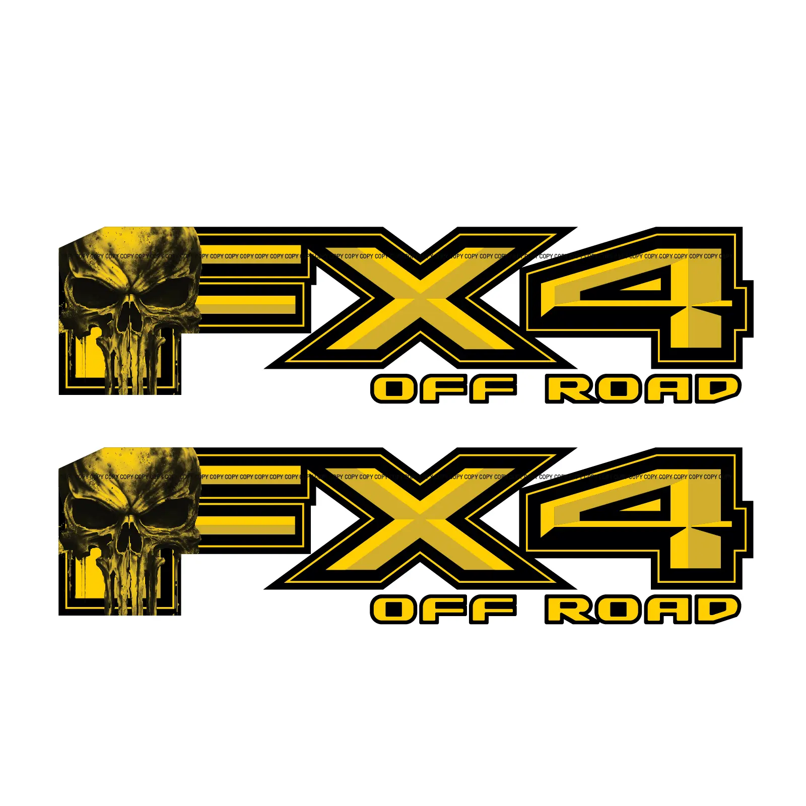 FX4 Off Road Skull Decal Replacement Sticker F 150 Bedside / Yellow