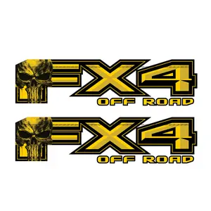FX4 Off Road Skull Decal Replacement Sticker F 150 Bedside / Yellow