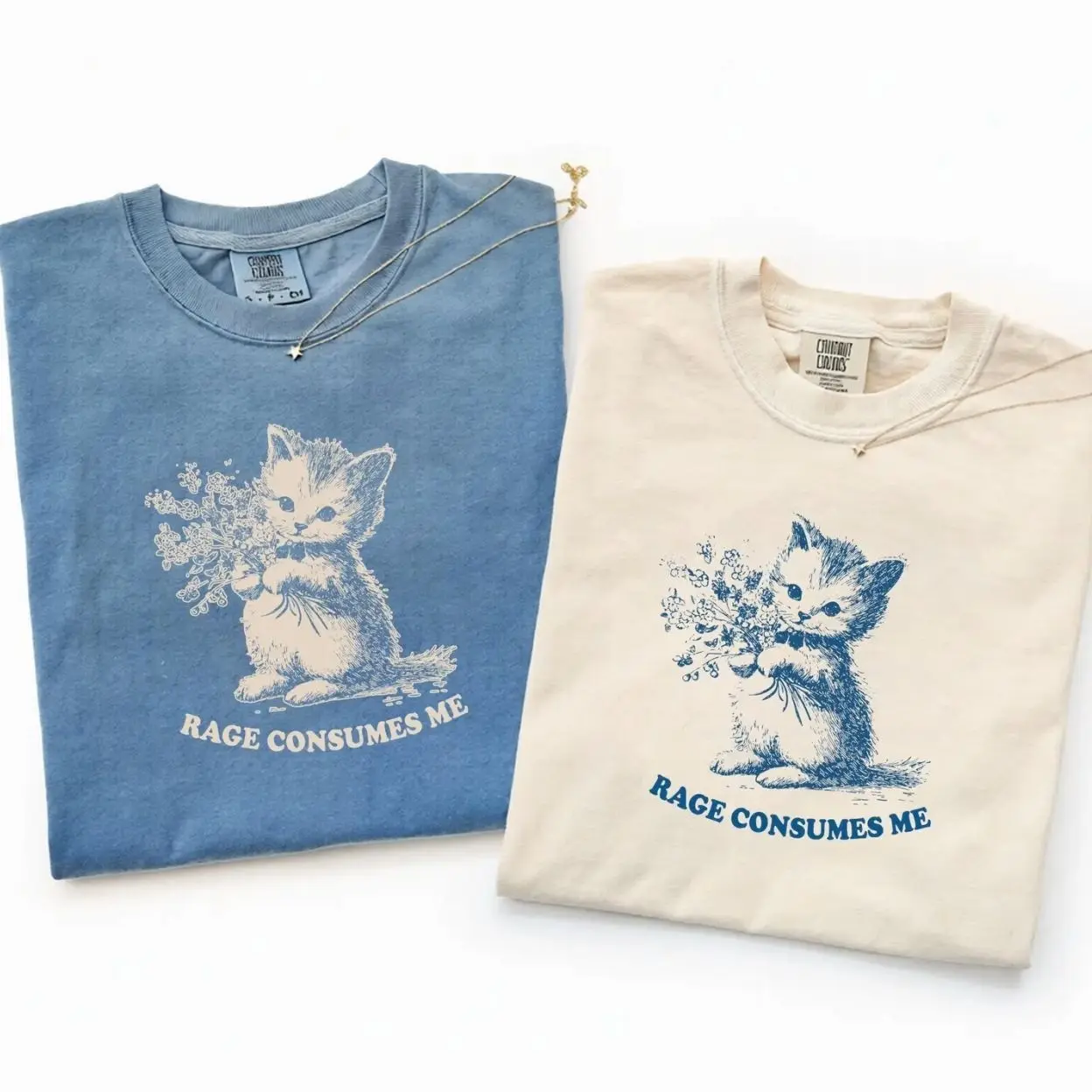 Comfort Colors Cat Meme Shirt, Rage Consumes Me, Vintage Style PIK