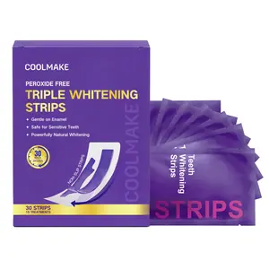 COOLMAKE Purple Teeth Whitening Strips - 15/30 Whitening Sessions - Safe for Enamel - Non Sensitive Teeth Whitening - Peroxide-Free