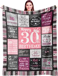 30th Birthday Gifts for Her, 30th Birthday Decorations for Women, Happy 30th Birthday Gifts for Women, 30 Year Old Birthday Gift for 30 Year Old Women, 1994 Birthday Decoration Blanket 60”x50”