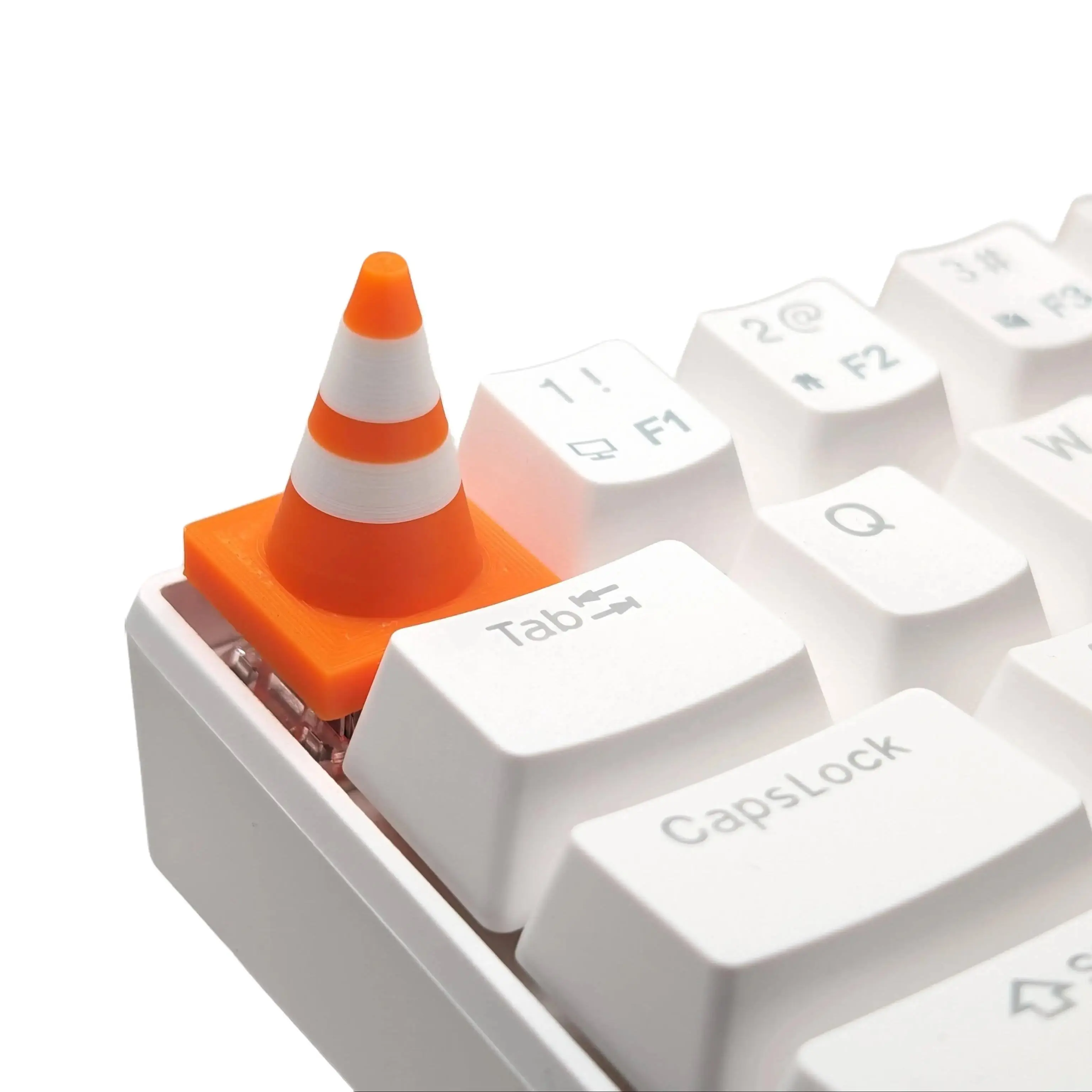 Orange and White Traffic Cone Keycap Mx Compatible for Mechanical Keyboard