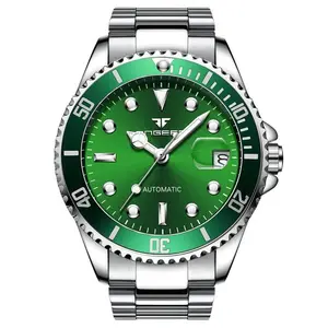 Blue Luminous Black Submariner Men's Fully Automatic Mechanical Wristwatch Green Submariner Stainless Steel Strap Waterproof Watch