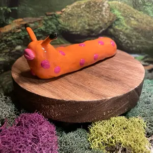 Georgie, Handmade Polymer Clay Slug Figurine, Quirky Whimsical Collectible