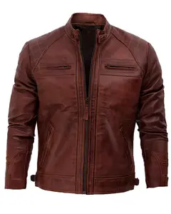 MotorCycleJackets Mens Distressed Brown Motorcycle Leather Jacket