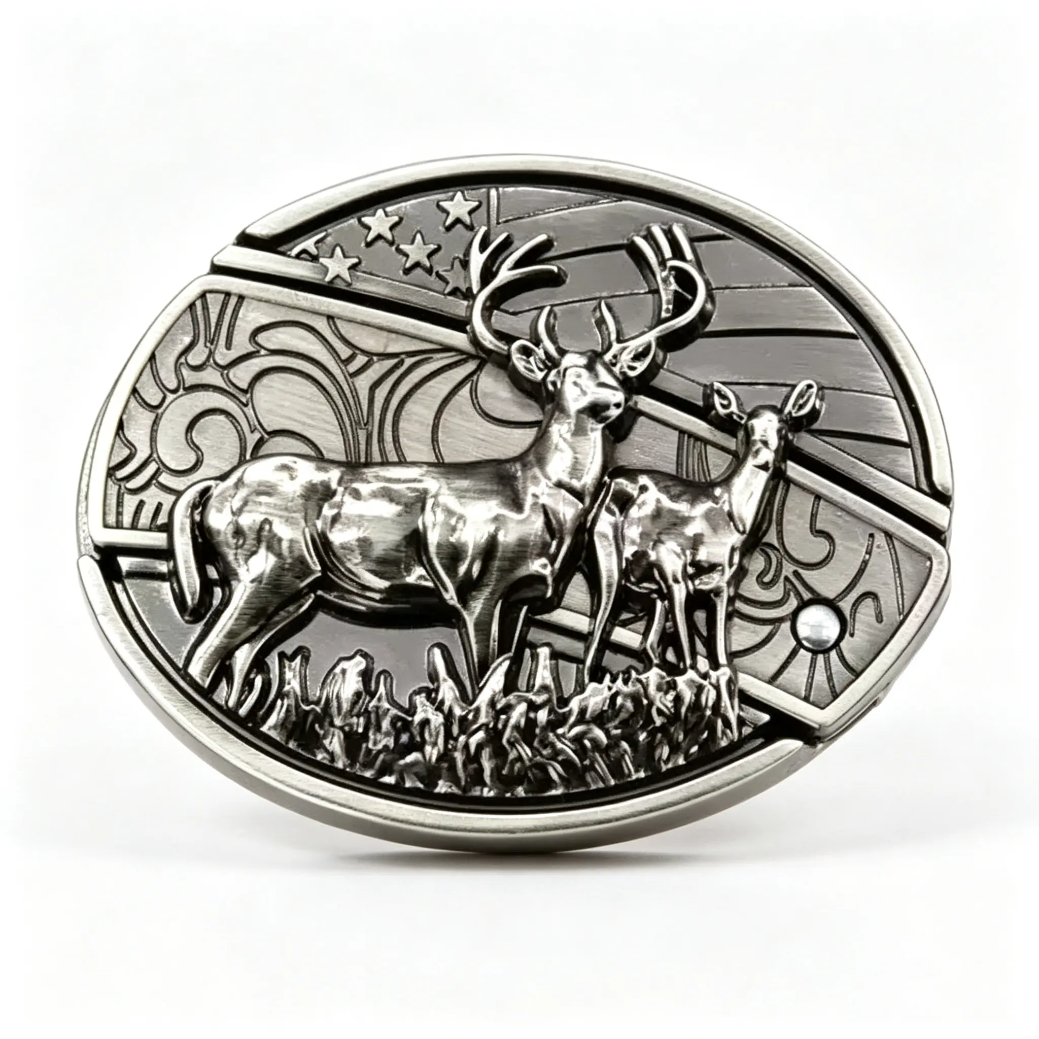 Retro American Flag Deer Family Belt Buckle, Antique Silver Metal Western Cowboy Belt Buckle, Men’s Casual Denim Belt Accessory for Outdoor & Daily Use,western belt buckle,deer belt buckle,cowboy belt buckle,hunting belt buckle