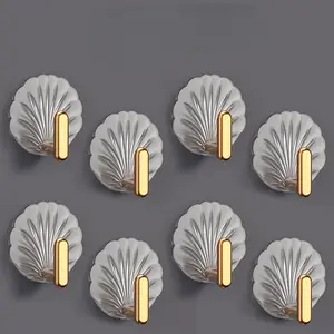 Shell Hook Strong Load-Bearing No-Drill Adhesive Hooks, Bathroom Bedroom Door Back Traceless Stick-On Hooks, Durable and Easy to Use
