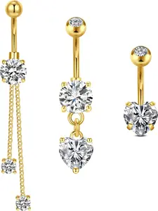 Stainless Steel Belly Ring, Silver Color & Gold Color Options, 14g Butterfly Design for Women, Fashionable Navel Piercing Jewelry