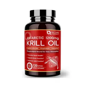 Nature Target Krill Oil 1200mg with Omega-3 EPA & DHA, Astaxanthin, Phospholipids & Choline - Healthcare Supplement for Nutritional Support
