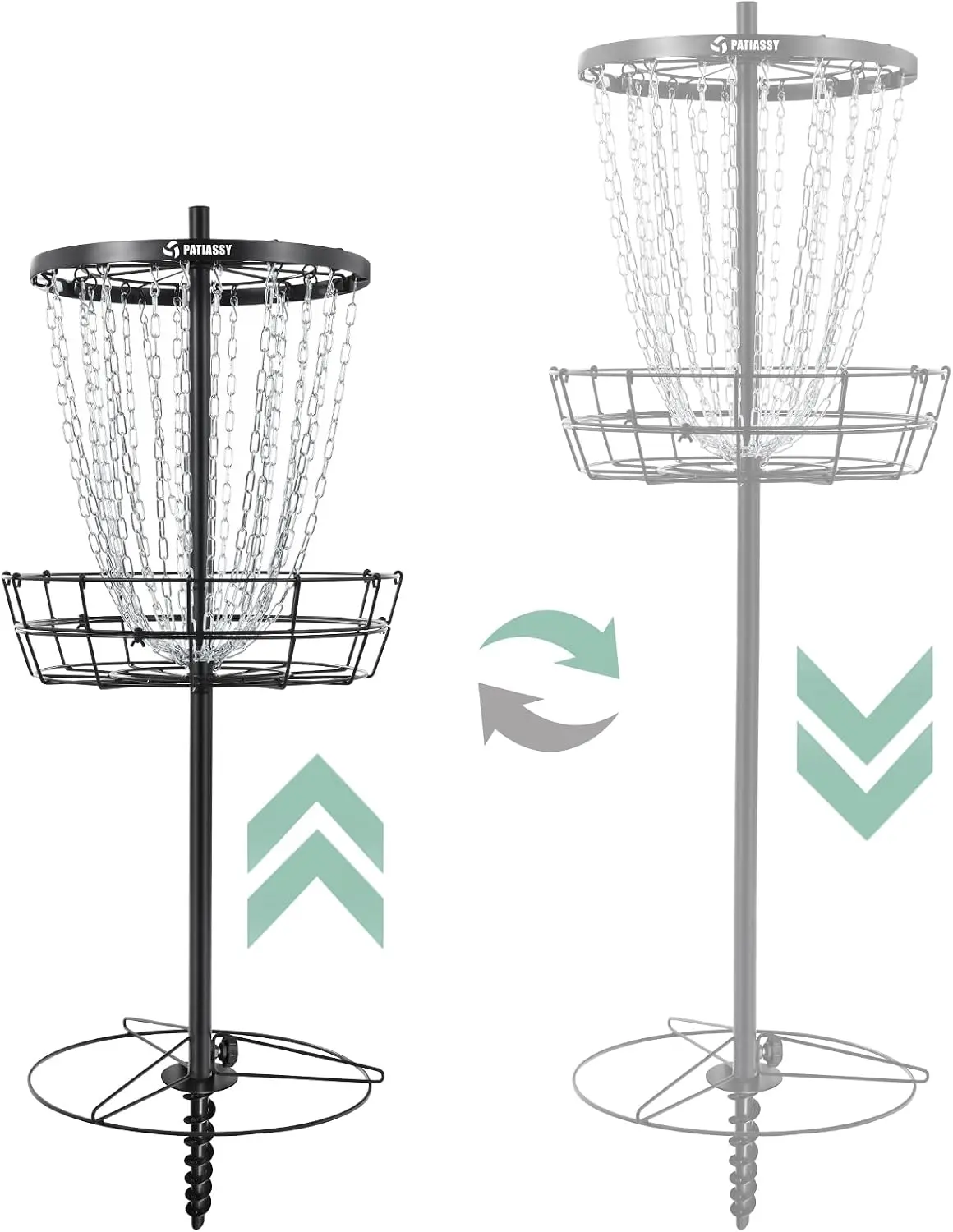 Disc Golf Basket Target 24-Chain with Adjustable Height & Chain |   PDGA Aproved, Adjustable Training Basket Target with 12/24 Chain Modes, Portable Training Basket for Outdoor Practice