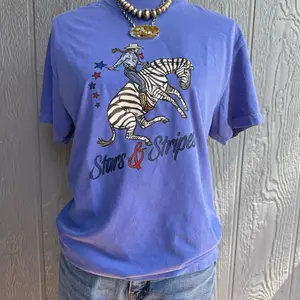 Stars and Stripes zebra comfort colors Tshirt